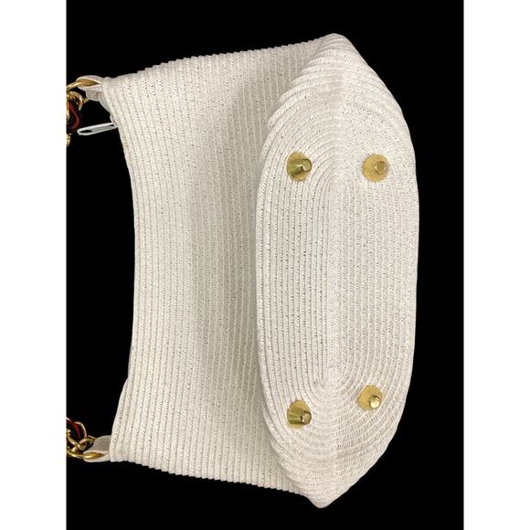 VTG SCALA Purse & Visor Set Women’s One Size Gold Chain Zip Up Purse Cream Color - Picture 7 of 9